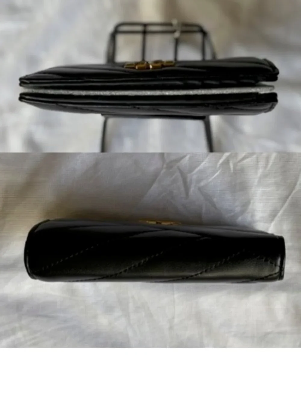 Tory Burch Kira Chevron Medium Slim Wallet Black